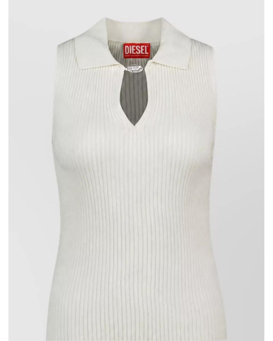 DIESEL White Silk Sleeveless Knitted Top