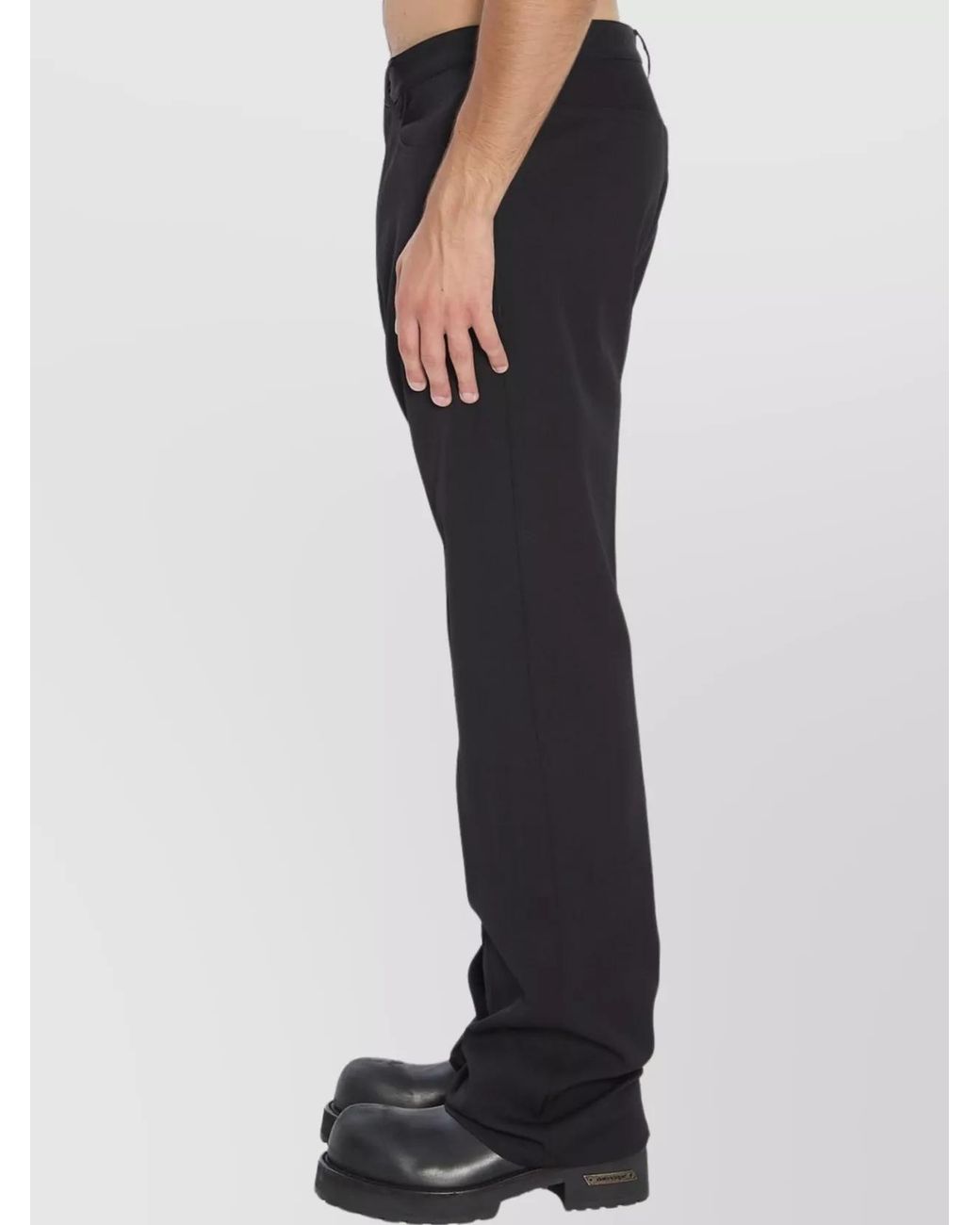 Balenciaga Black Wool Mid-Rise Regular-Fit Straight-Leg Trousers for men