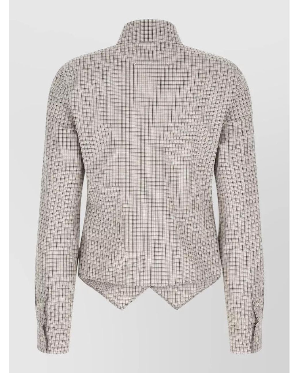 Maison Margiela Gray Checked Cotton Pointed Hem Shirt