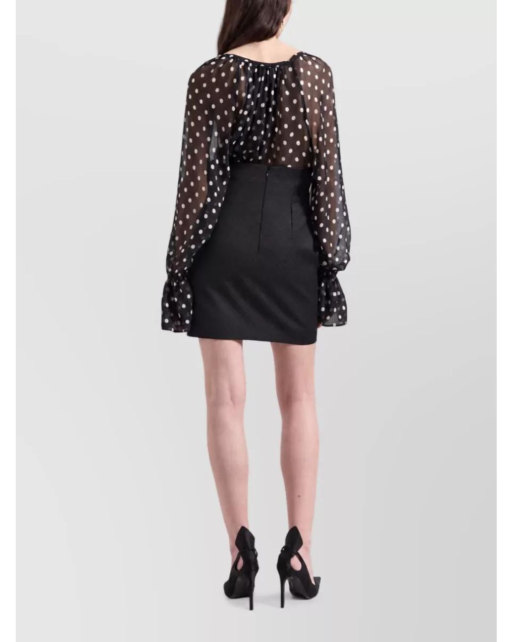 Nina Ricci Black Silk Long-Sleeve Blouse