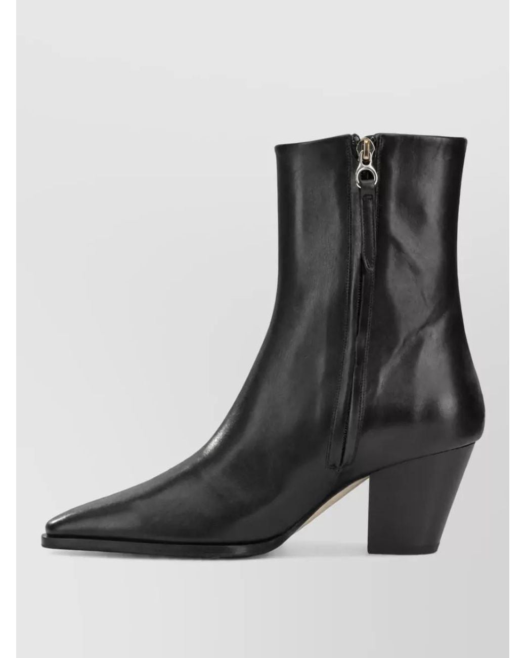 Aeyde Black Leather Zippered Ankle Boots
