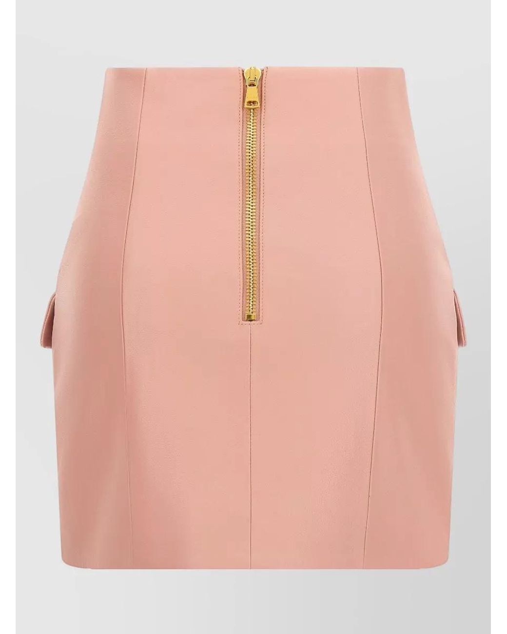 Balmain Pink Leather High-Waisted Skirt