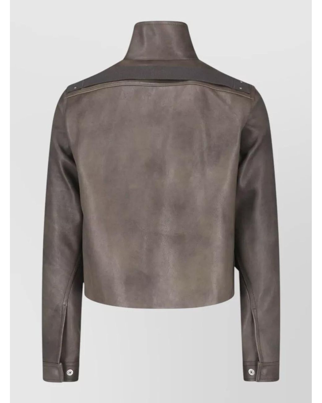 Rick Owens Gray Leather Cropped Jacket for men