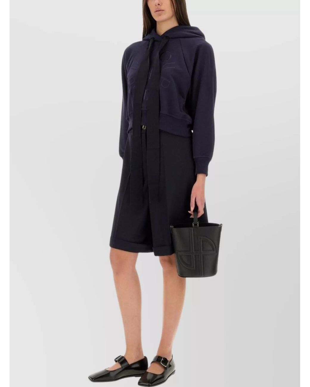 Patou Black Wool Knee-Length Bermuda Shorts
