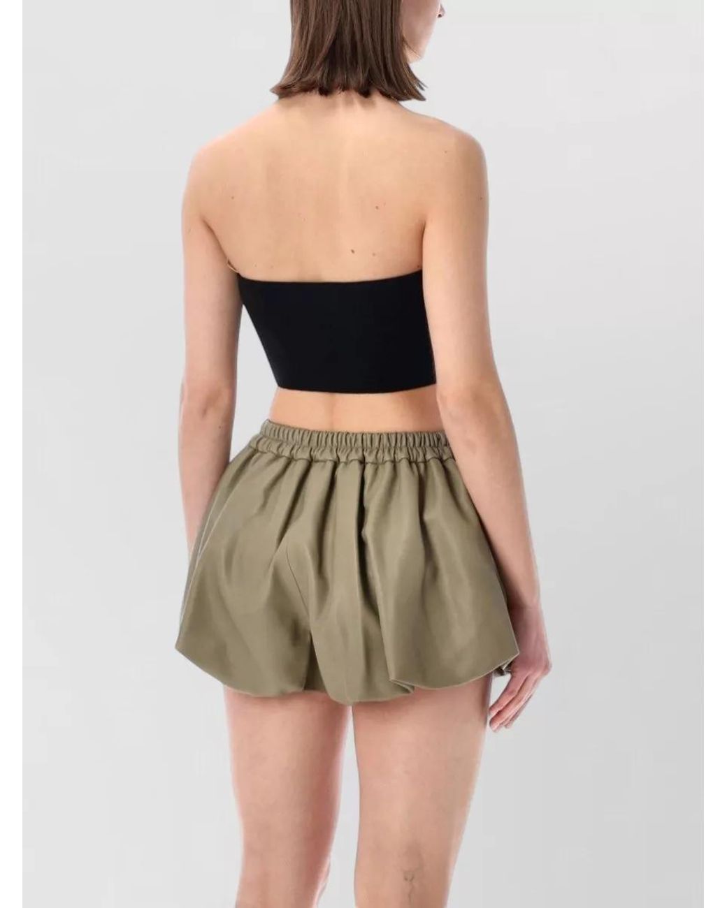 Frankie Shop Green Wool Blend Knit Cropped Strapless Top