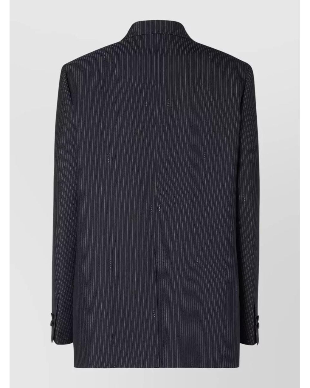 Fendi Blue Wool Pinstripe Double-Breasted Blazer