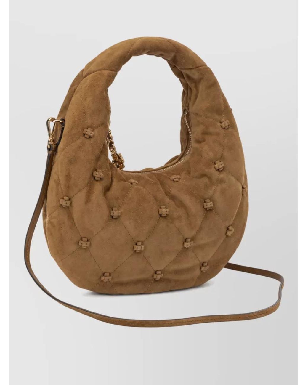 Tory Burch Natural Small Suede Shoulder Bag