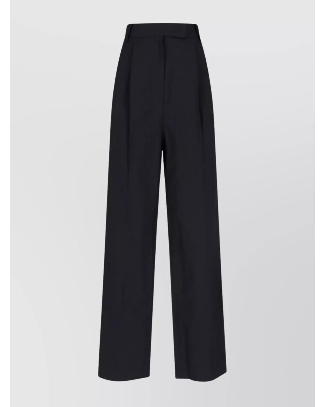 Frankie Shop Blue Straight Trousers Pleated Belt Loops Pockets