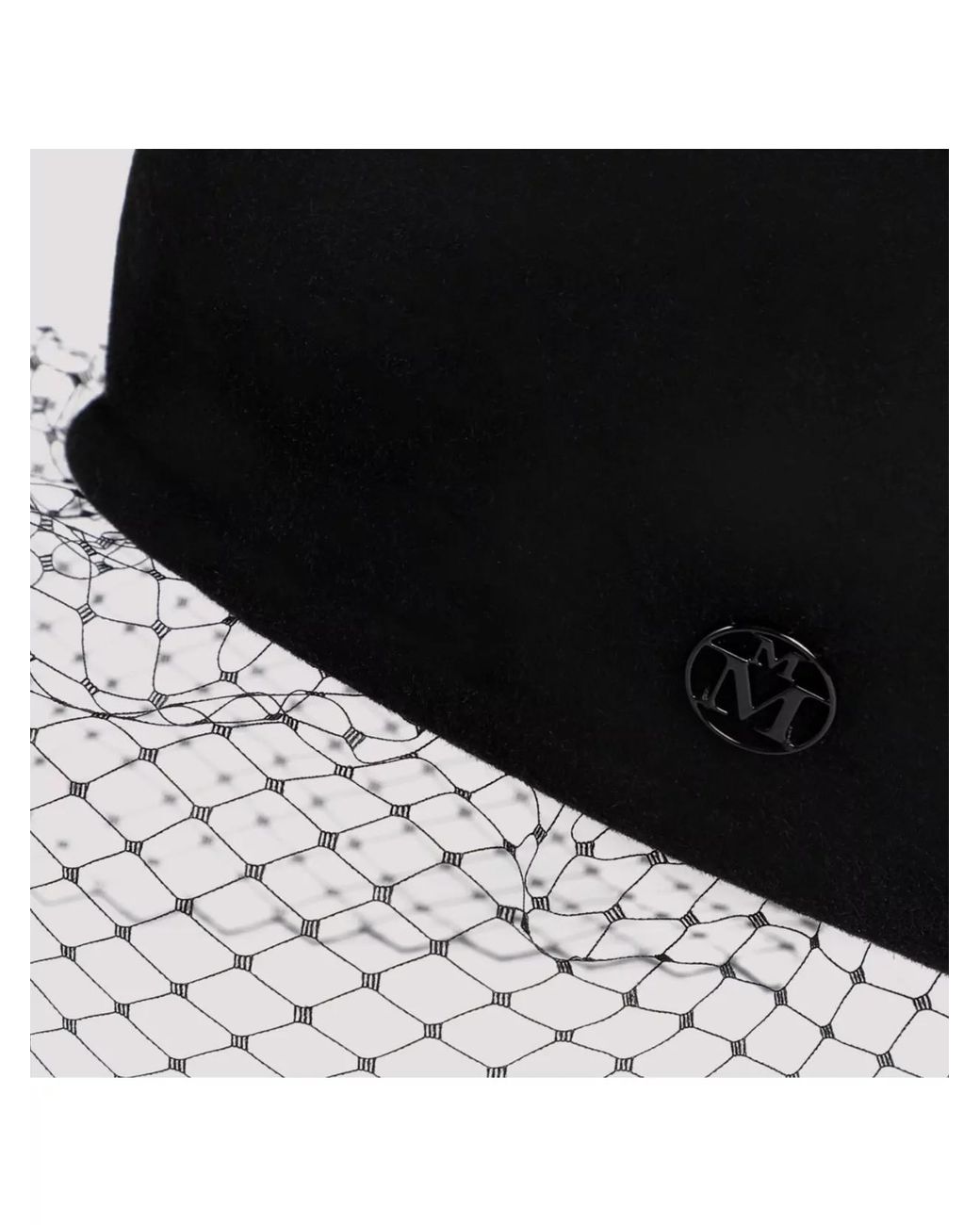 Maison Michel Black New Bonnie Veil Round Shape Hat
