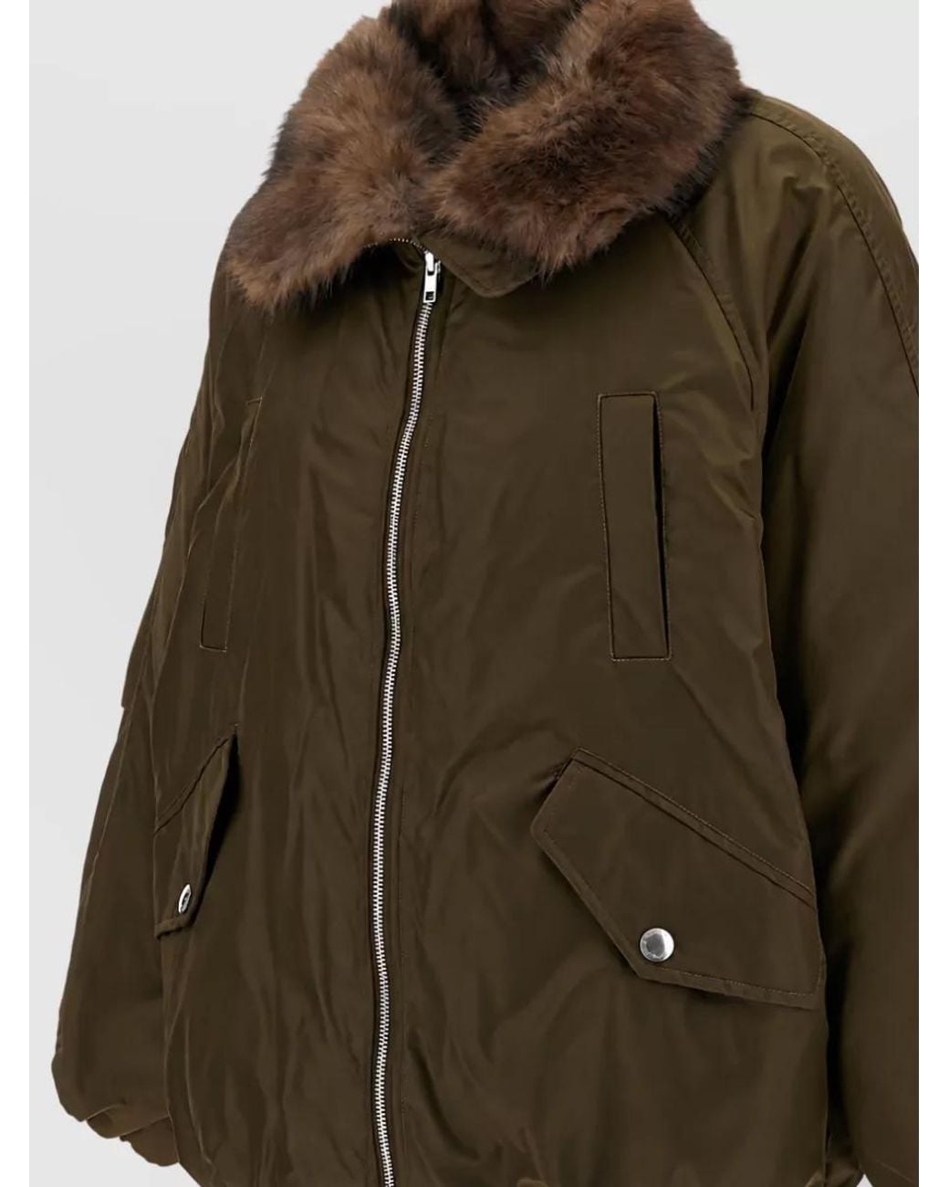 Stand Studio Green Nylon Oversized Puffer Jacket