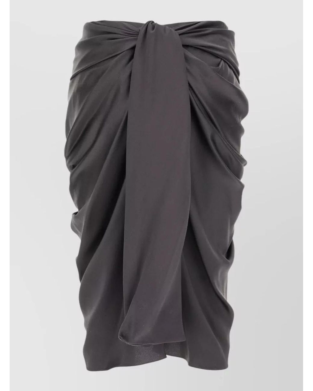 Chloé Gray Silk Draped Midi Skirt