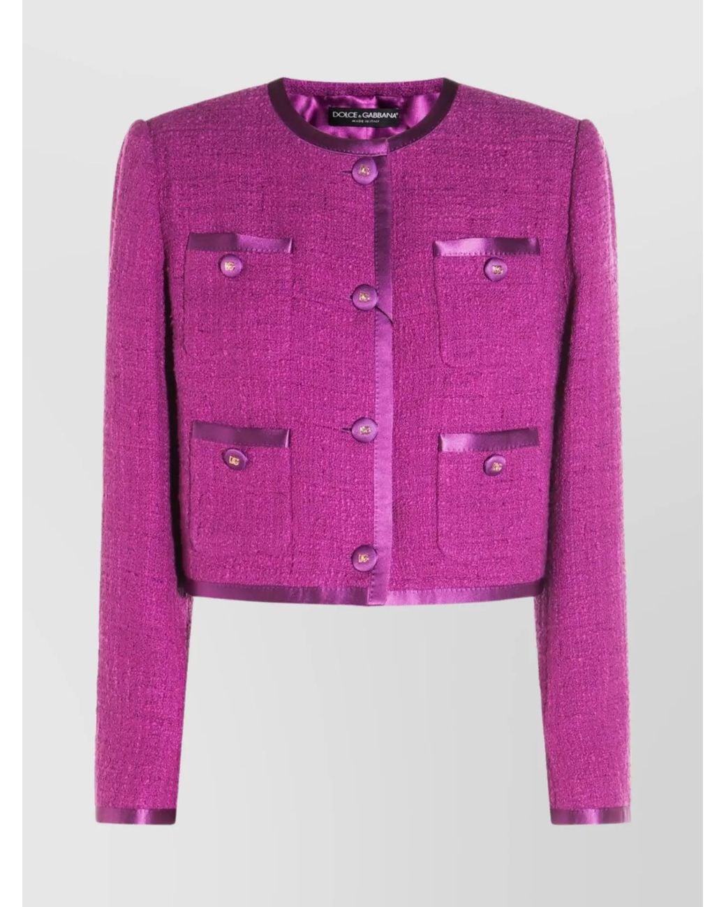 Dolce & Gabbana Pink Silk Tweed Jacket