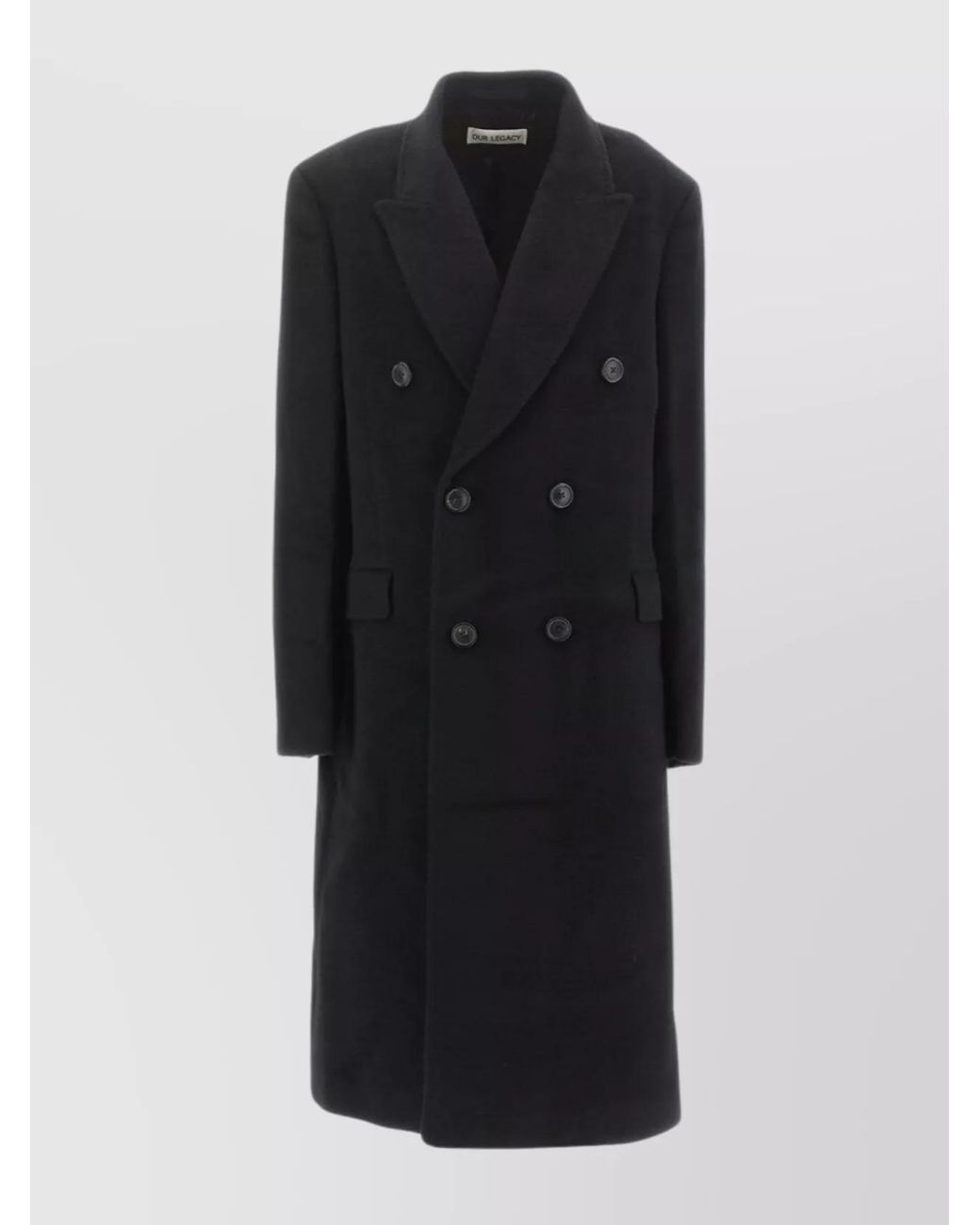 Our Legacy Black Mohair Wool Double-Breasted Coat for men
