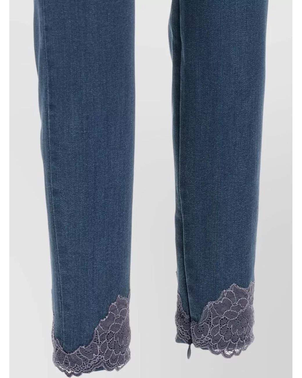 Valentino Garavani Blue Lace Insert High-Rise Skinny Jeans