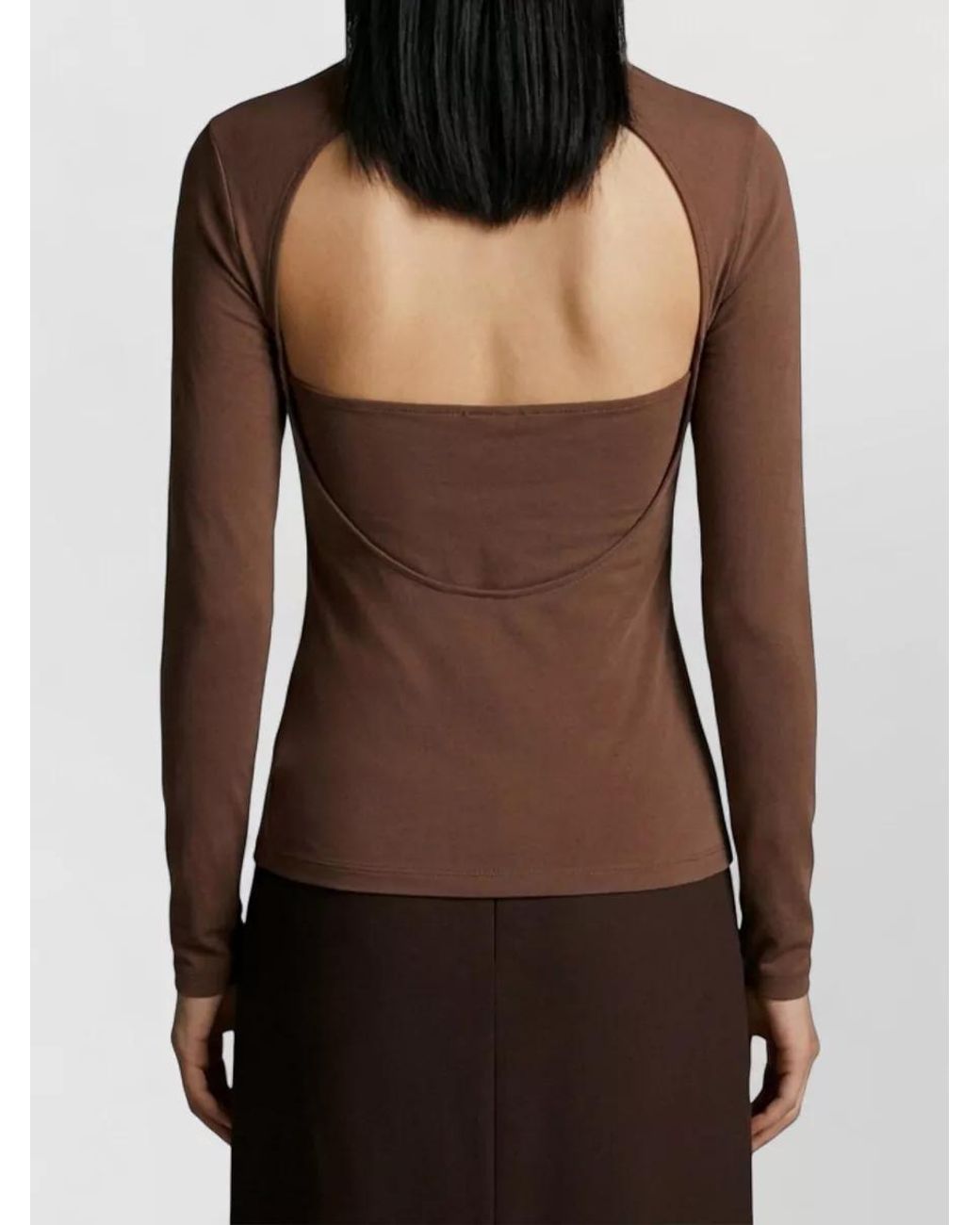 Lemaire Brown Mesh Jersey Long-Sleeve Ballerina Scarf Top
