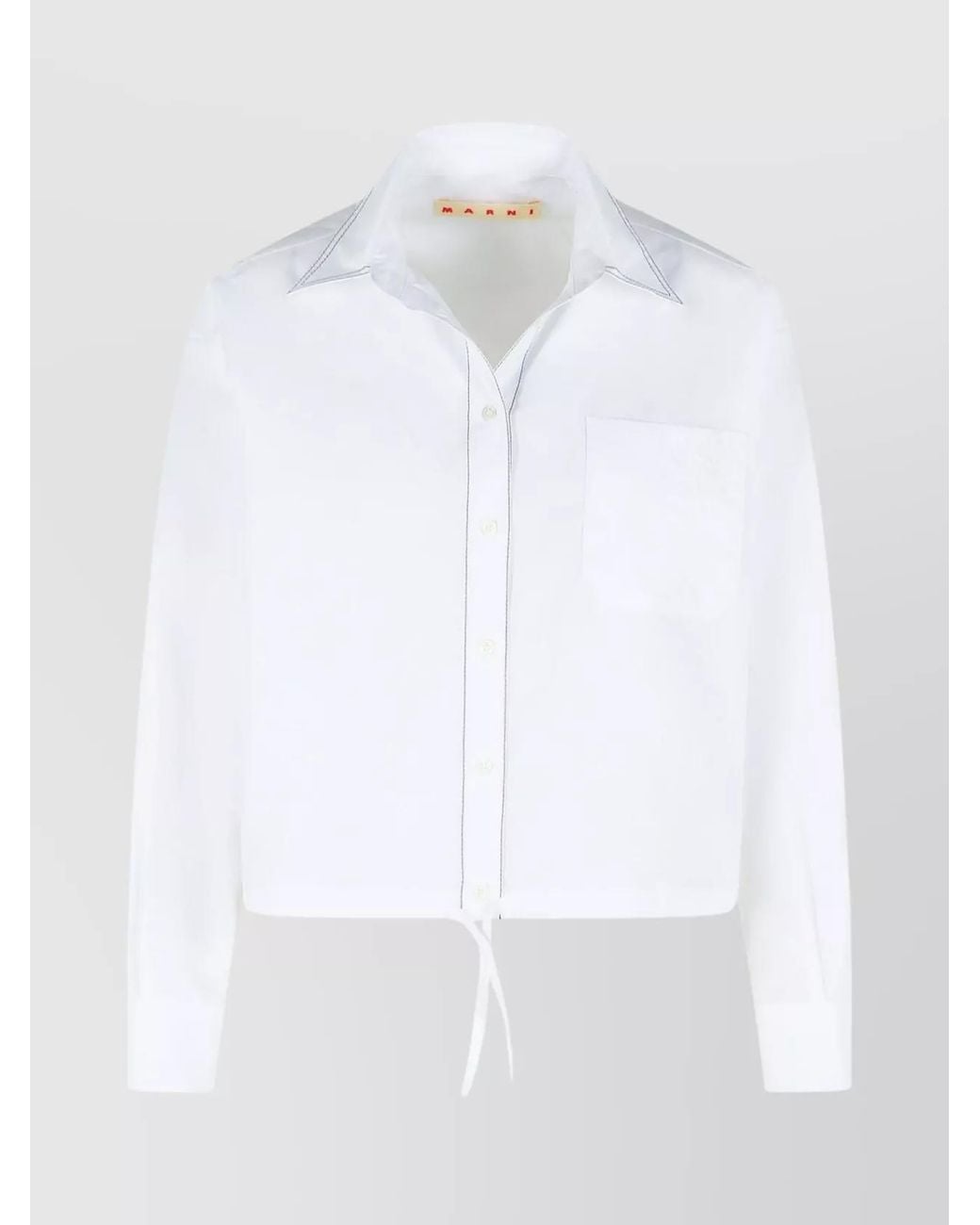 Marni White Cotton Cropped Long-Sleeve Shirt