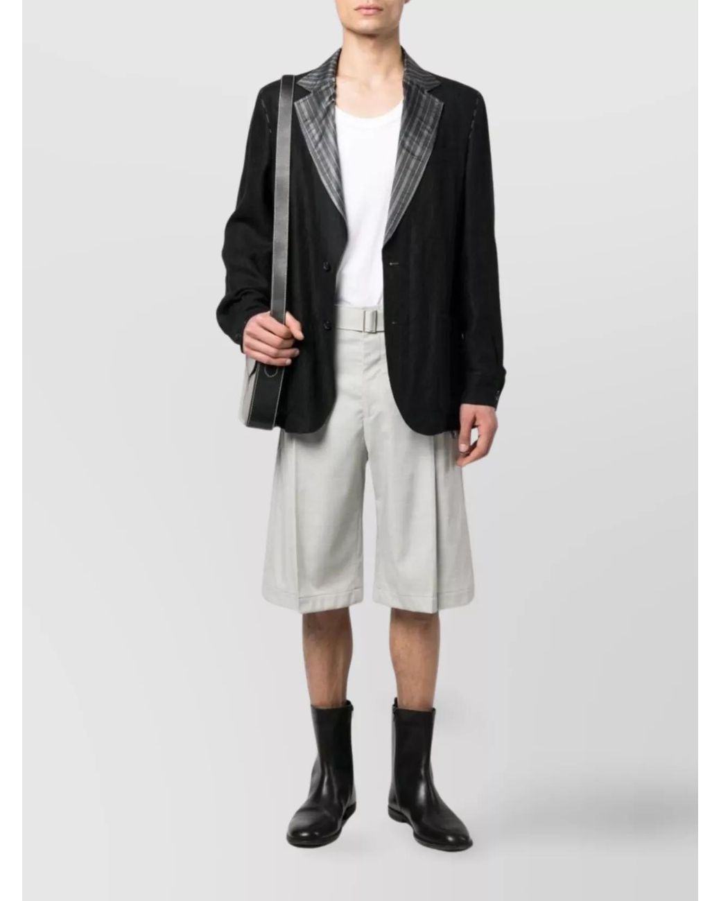 Etudes Studio White Wool Pleated Wide-Leg Tailored Shorts for men