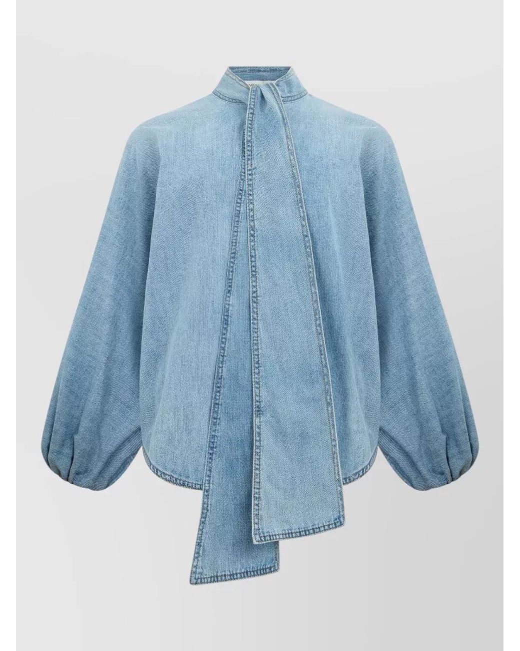 Zimmermann Blue Denim Bow Blouse