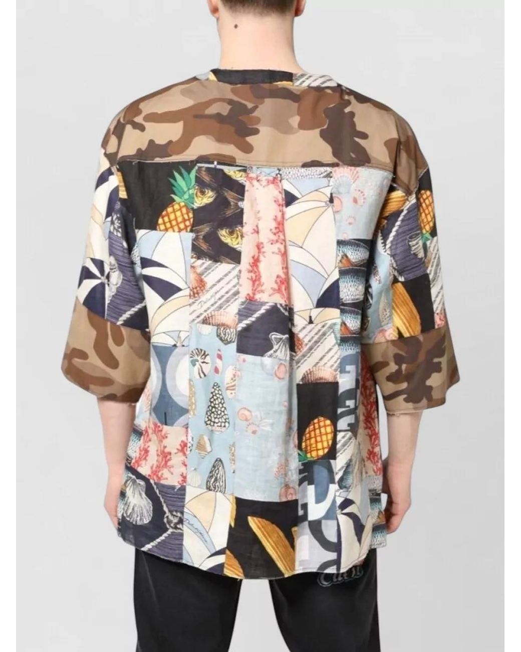 Dolce & Gabbana Black Silk Patchwork Short-Sleeve T-Shirt for men