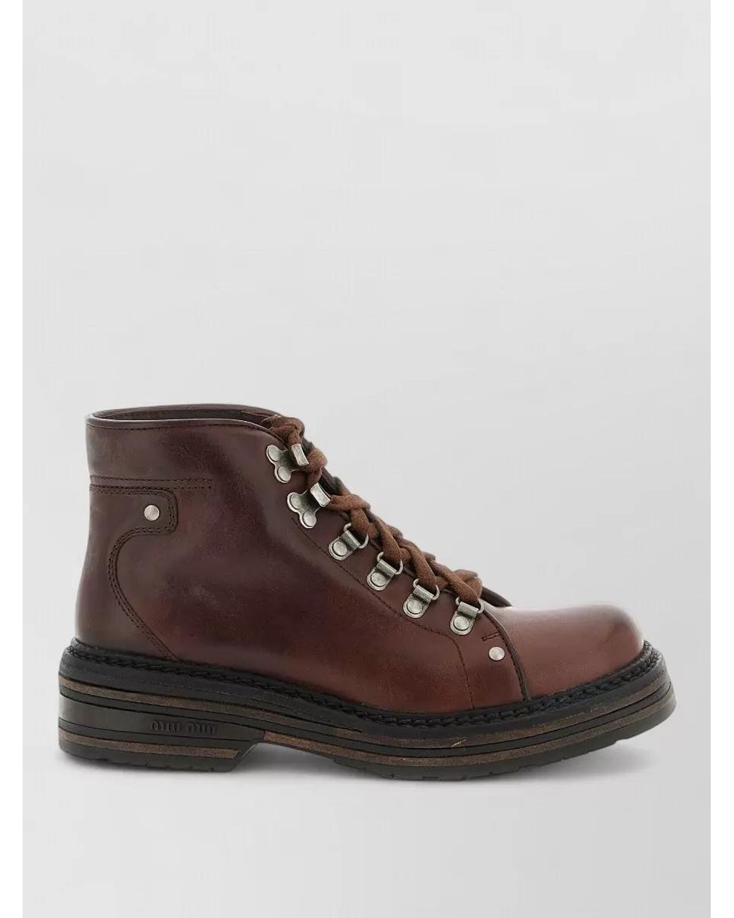 Miu Miu Brown Leather Hiking Ankle Boots