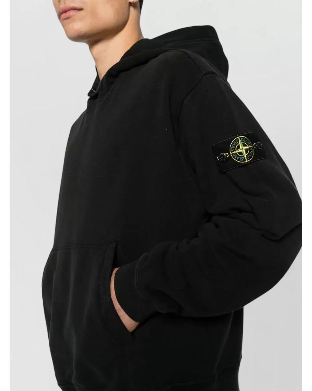 Stone Island Black Cotton Oversized Hoodie for men