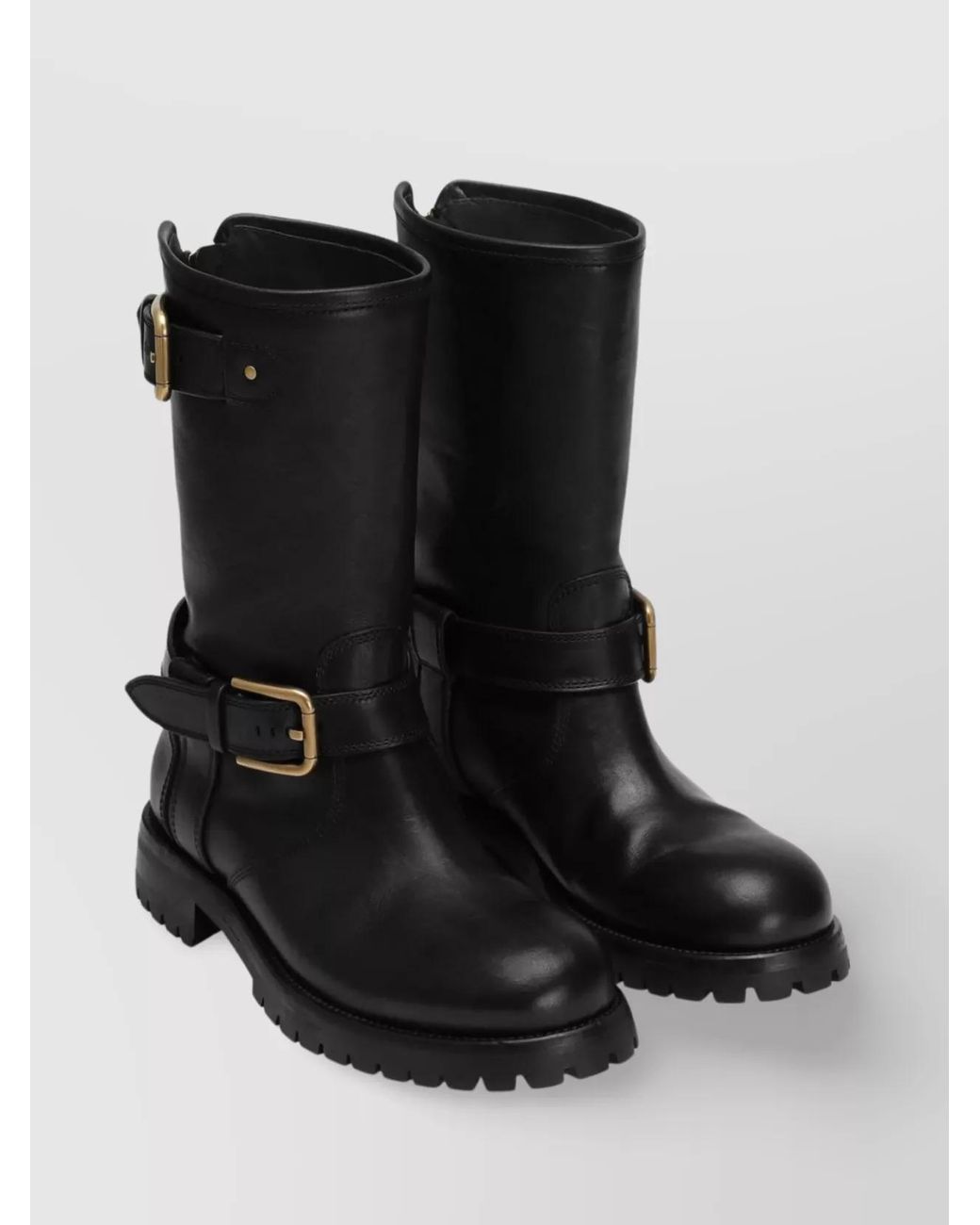 Dolce & Gabbana Black Calfskin Biker Boots