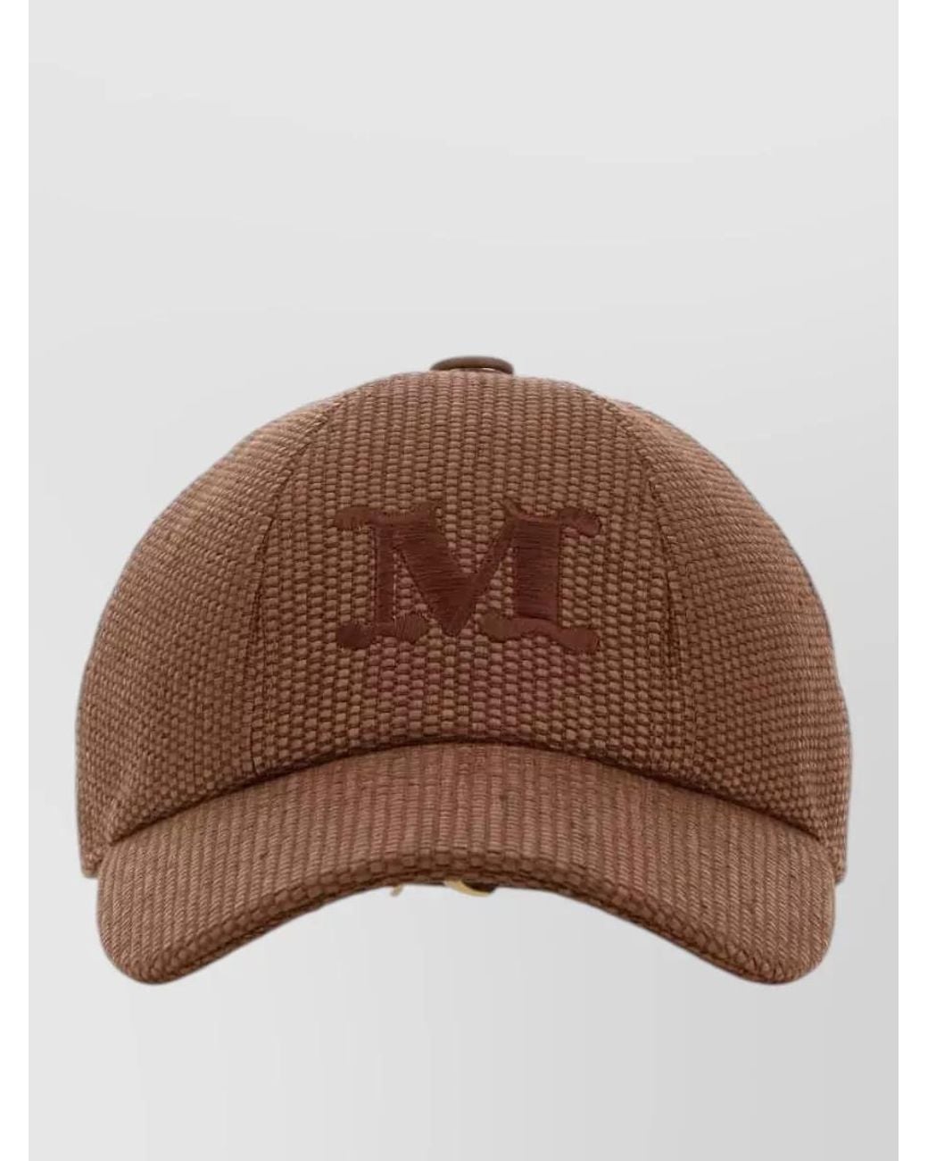 Max Mara Brown Raffia-Effect Baseball Cap