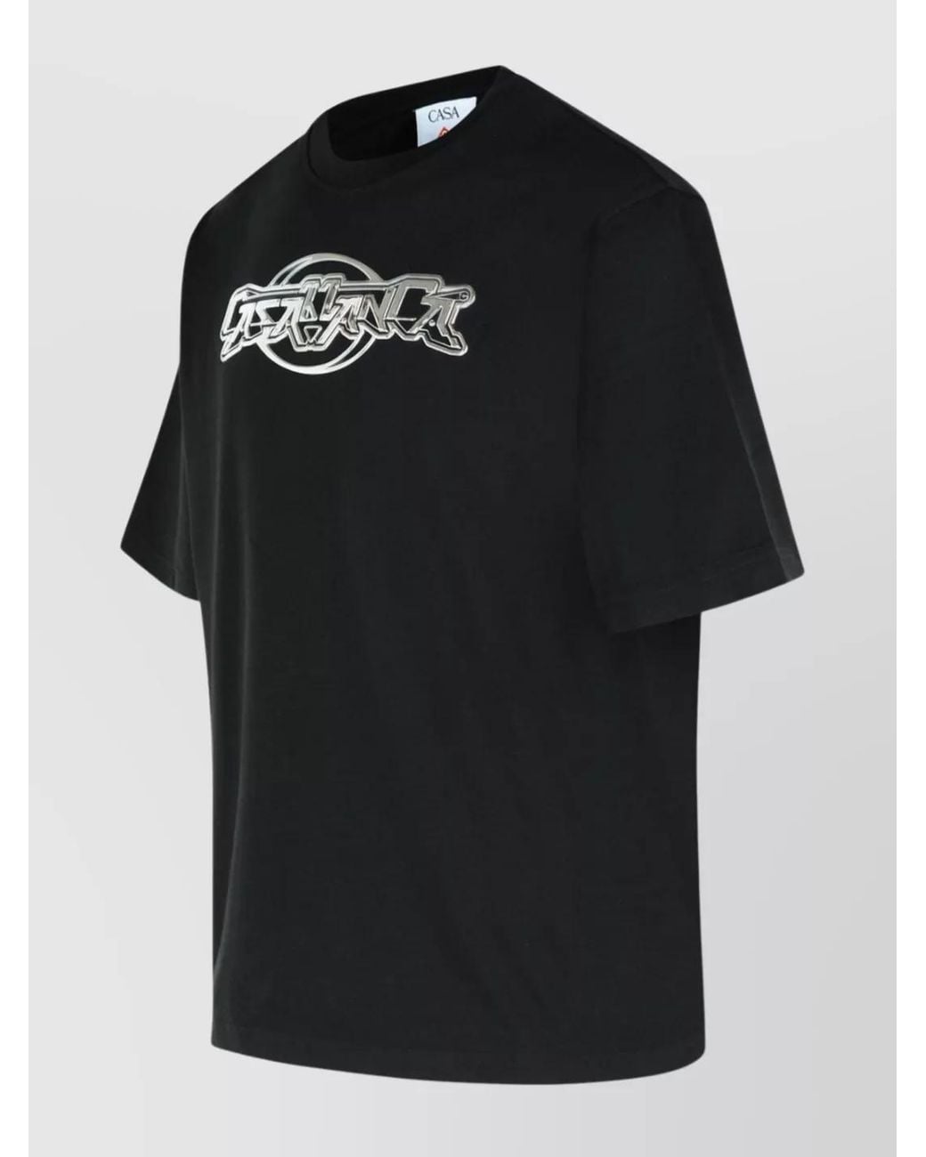 Casablanca Black Organic Cotton Logo-Print Short-Sleeve T-Shirt for men