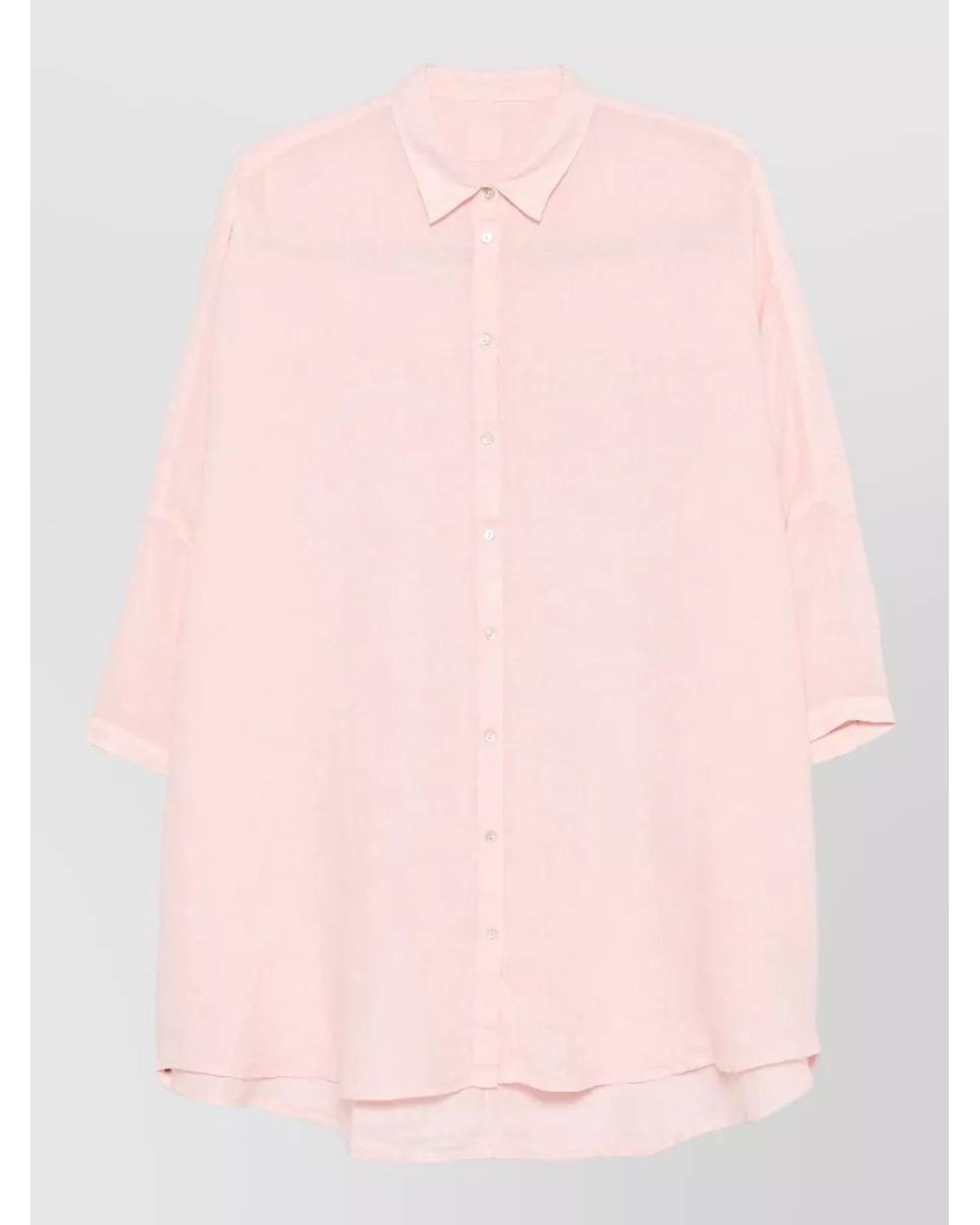 120% Lino Pink Linen Short-Sleeve Shirt
