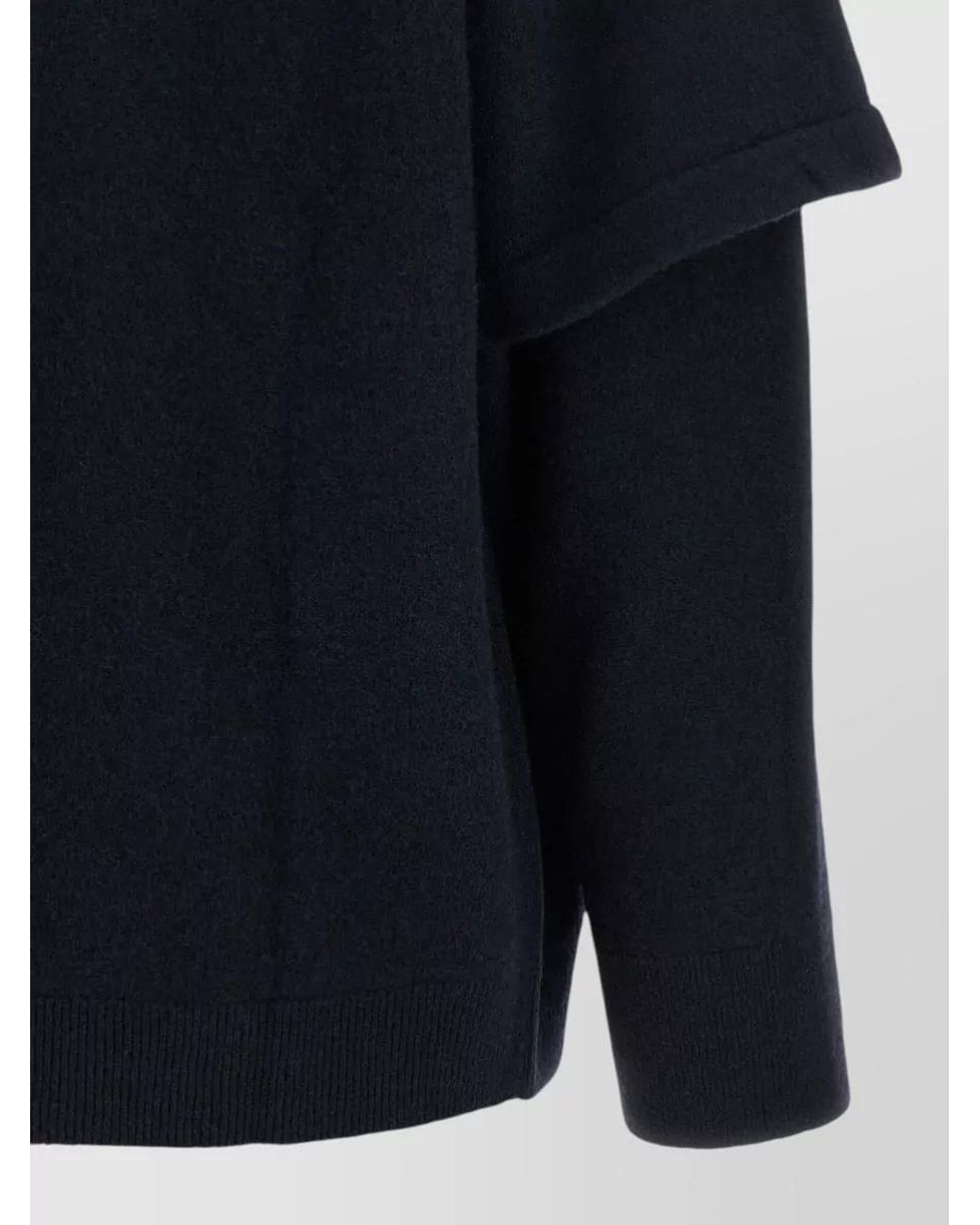DARKPARK Blue Cashmere Wool Double-Sleeve Crew-Neck Sweater