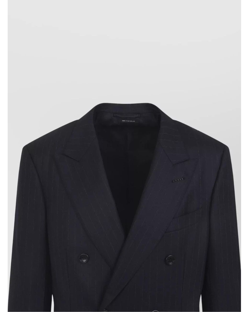 Tom Ford Blue Wool Pinstripe Double-Breasted Blazer for men