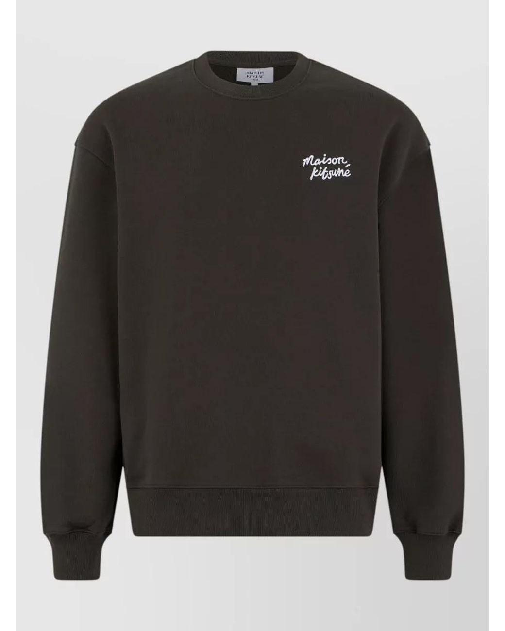 Maison Kitsuné Gray Cotton Logo-Print Crew Neck Sweatshirt for men