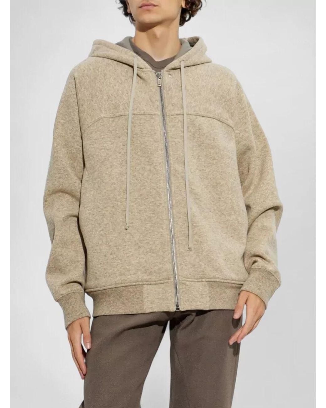 Rick Owens Natural Cotton Zip Hoodie for men