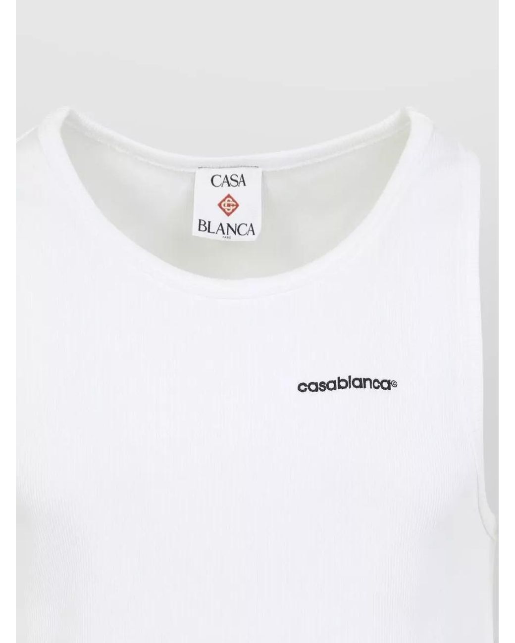 Casablanca White Ribbed Sleeveless Tank Top for men