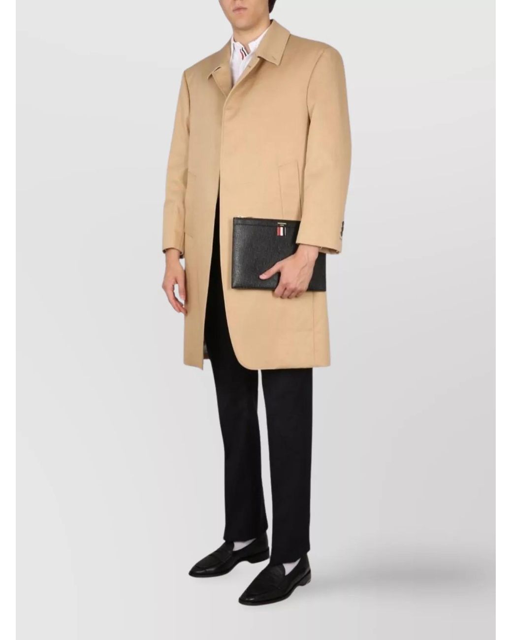 Thom Browne Natural Cotton Single Breasted Coat for men