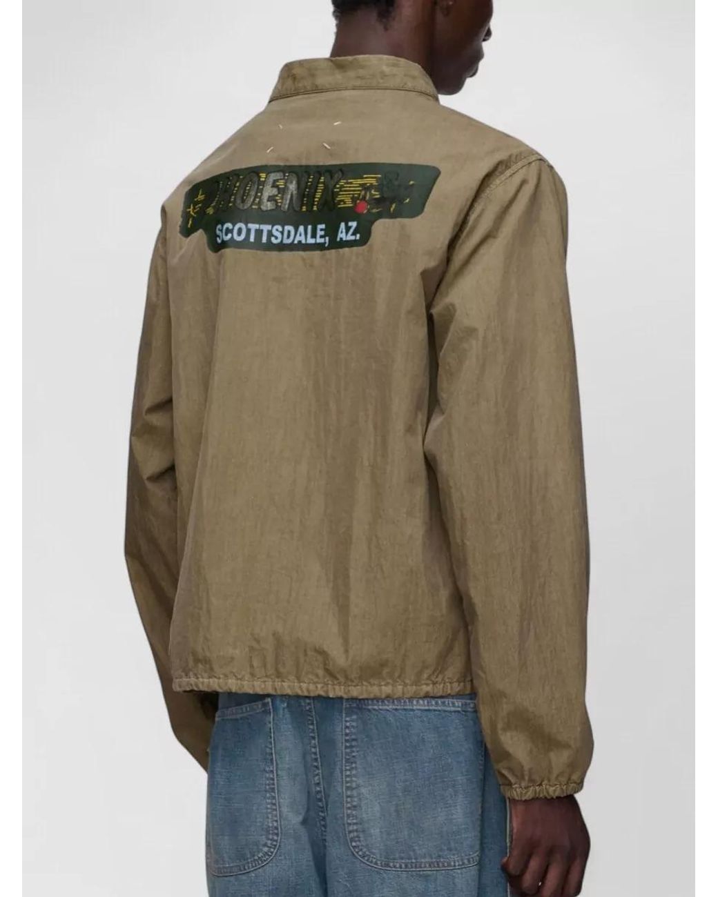 Maison Margiela Green Printed Stand Collar Sport Jacket for men