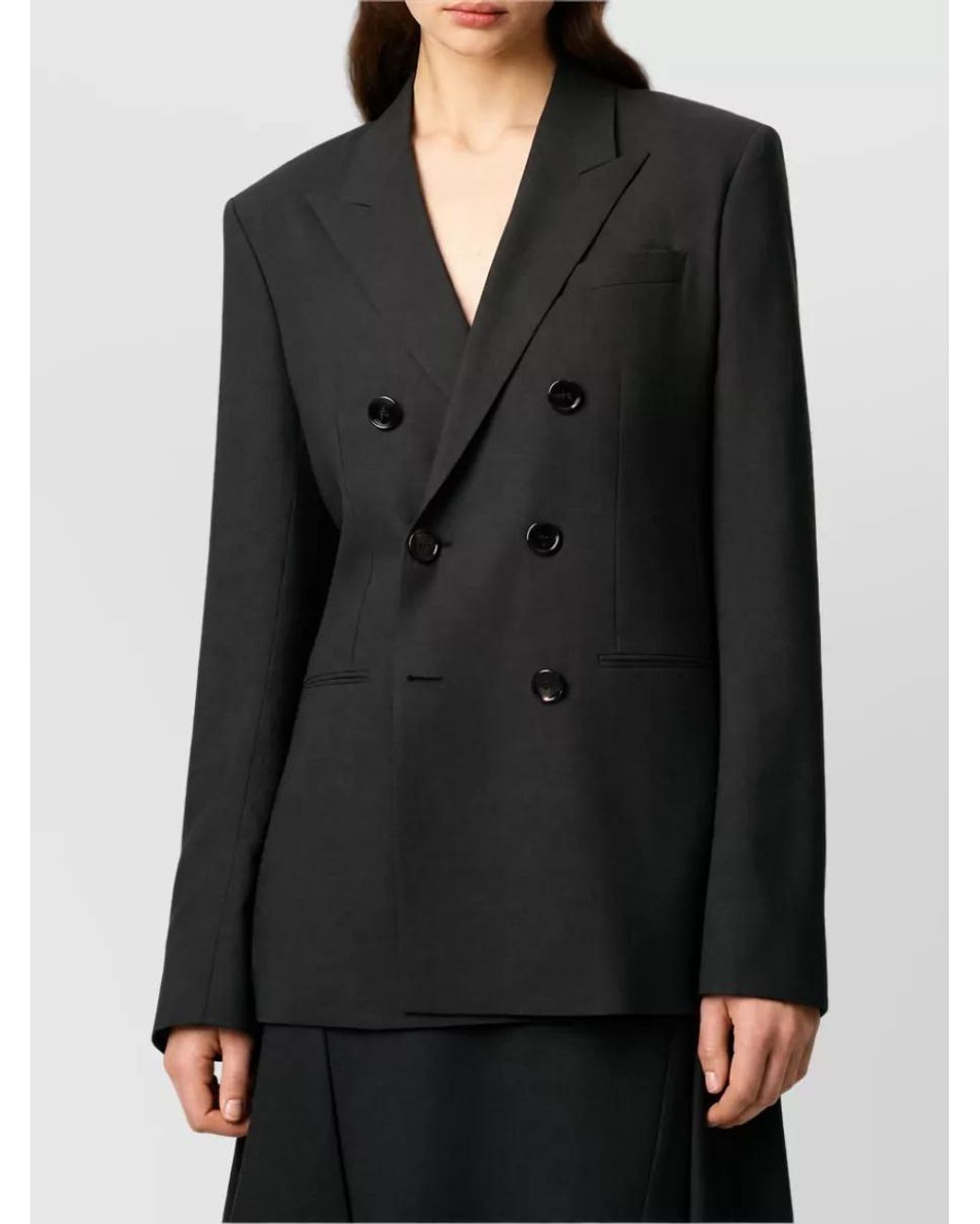 AMI Black Virgin Wool Double-Breasted Suit Jacket