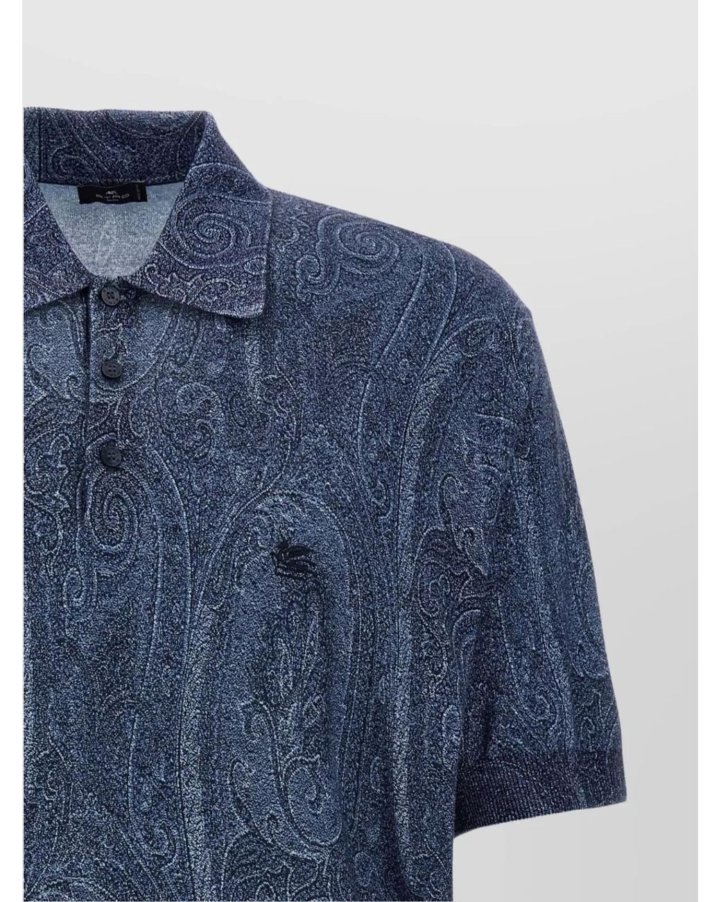 Etro Blue Silk Cashmere Polo Shirt for men