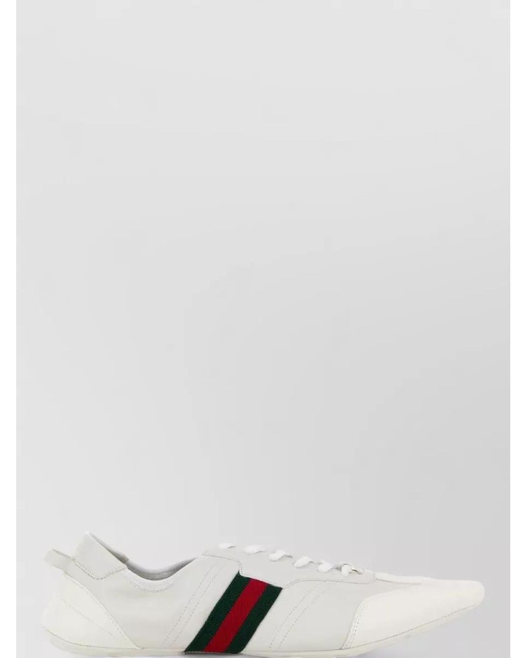 Gucci White Leather And Suede Lace-Up Sneakers for men