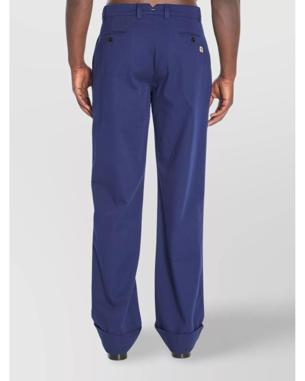 Valentino Garavani Blue Cotton Straight-Leg Trousers for men