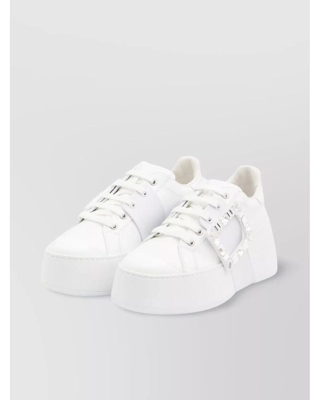 Roger Vivier White Leather Low-Top Sneakers
