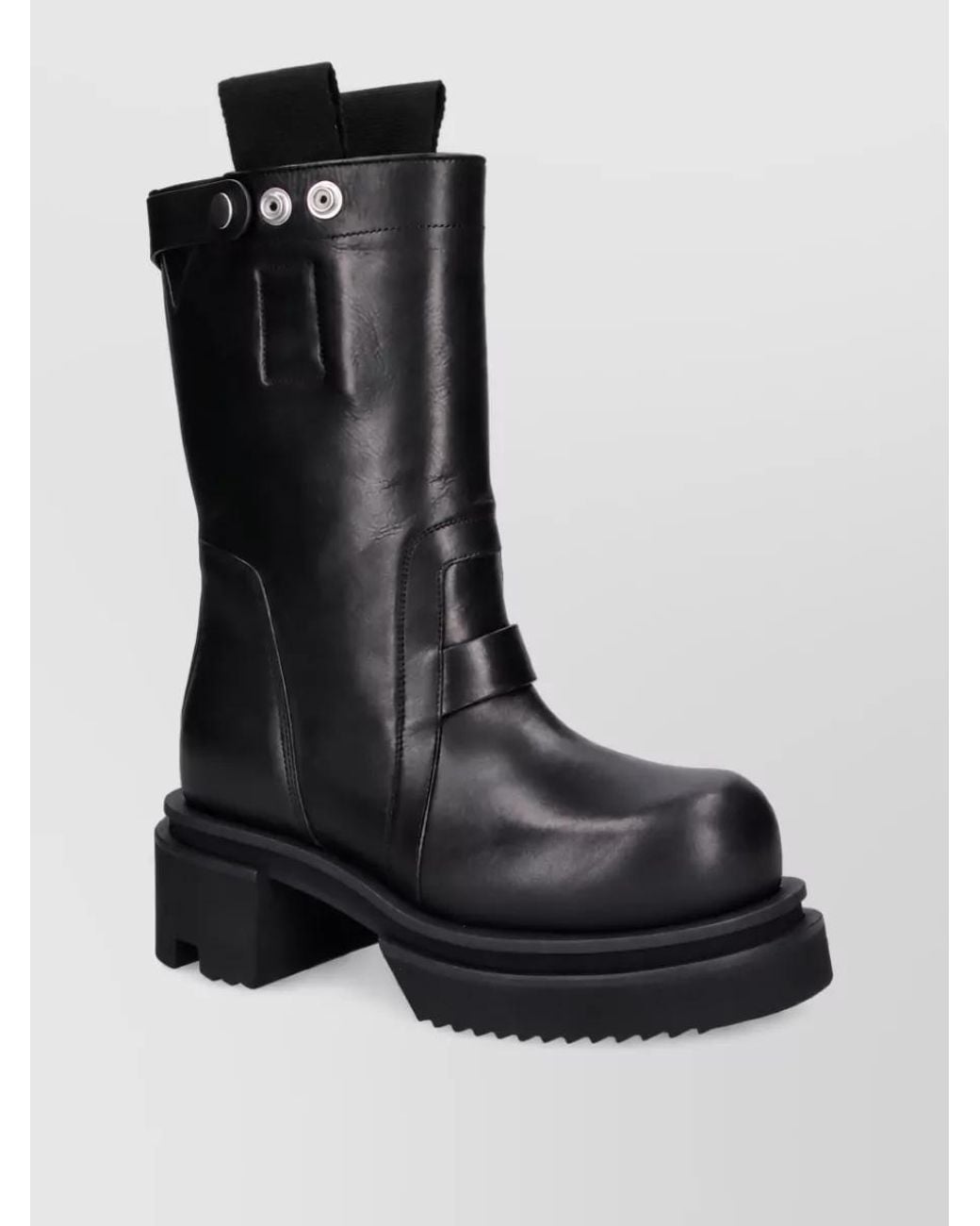 Rick Owens Black Leather Ankle Boots