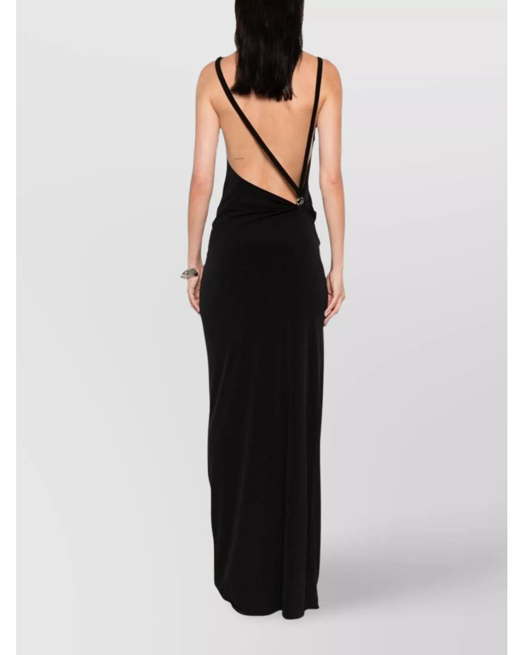 Coperni Black Cowl Neck Ring Detail Maxi Dress