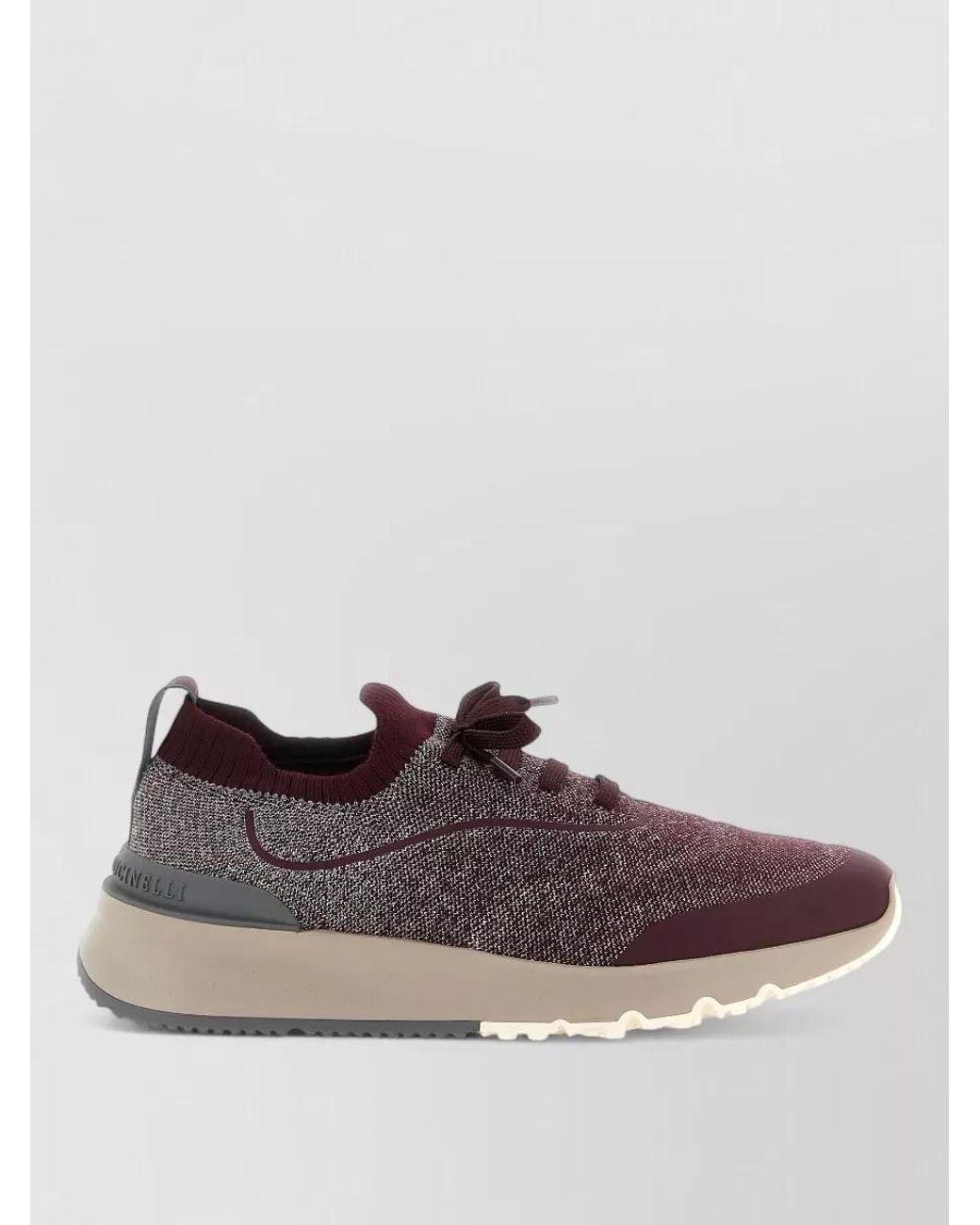 Brunello Cucinelli Brown Cotton Knit Slip-On Sneakers for men