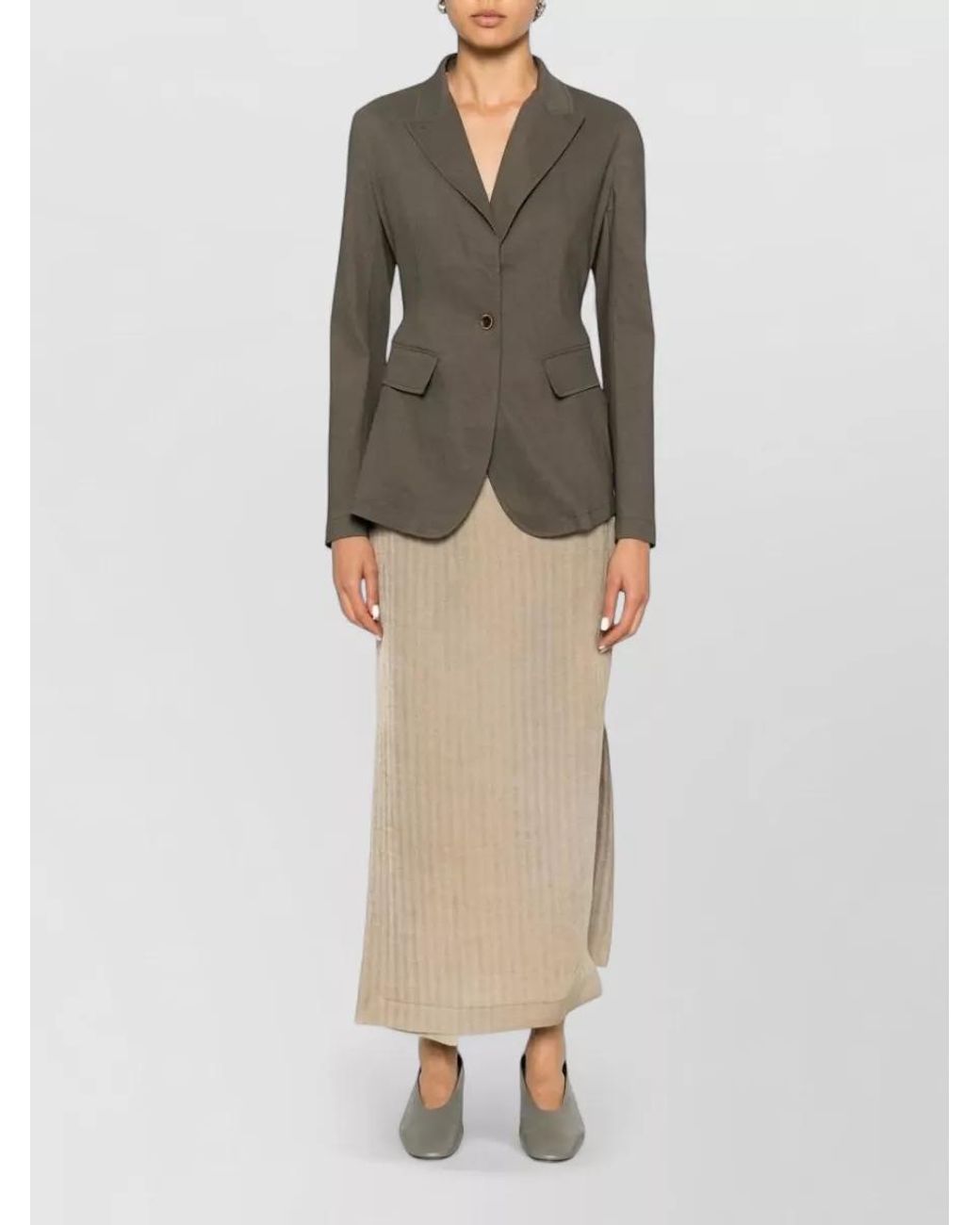 Uma Wang Brown Asymmetric Linen Blend Suit Jacket
