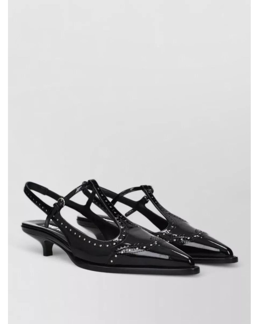 Miu Miu Black Leather Mid Heel Pumps