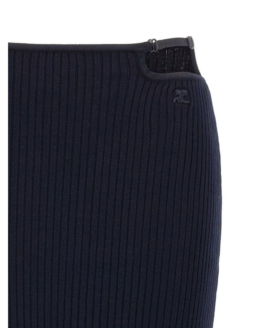 Courreges Blue Ribbed Pencil Skirt
