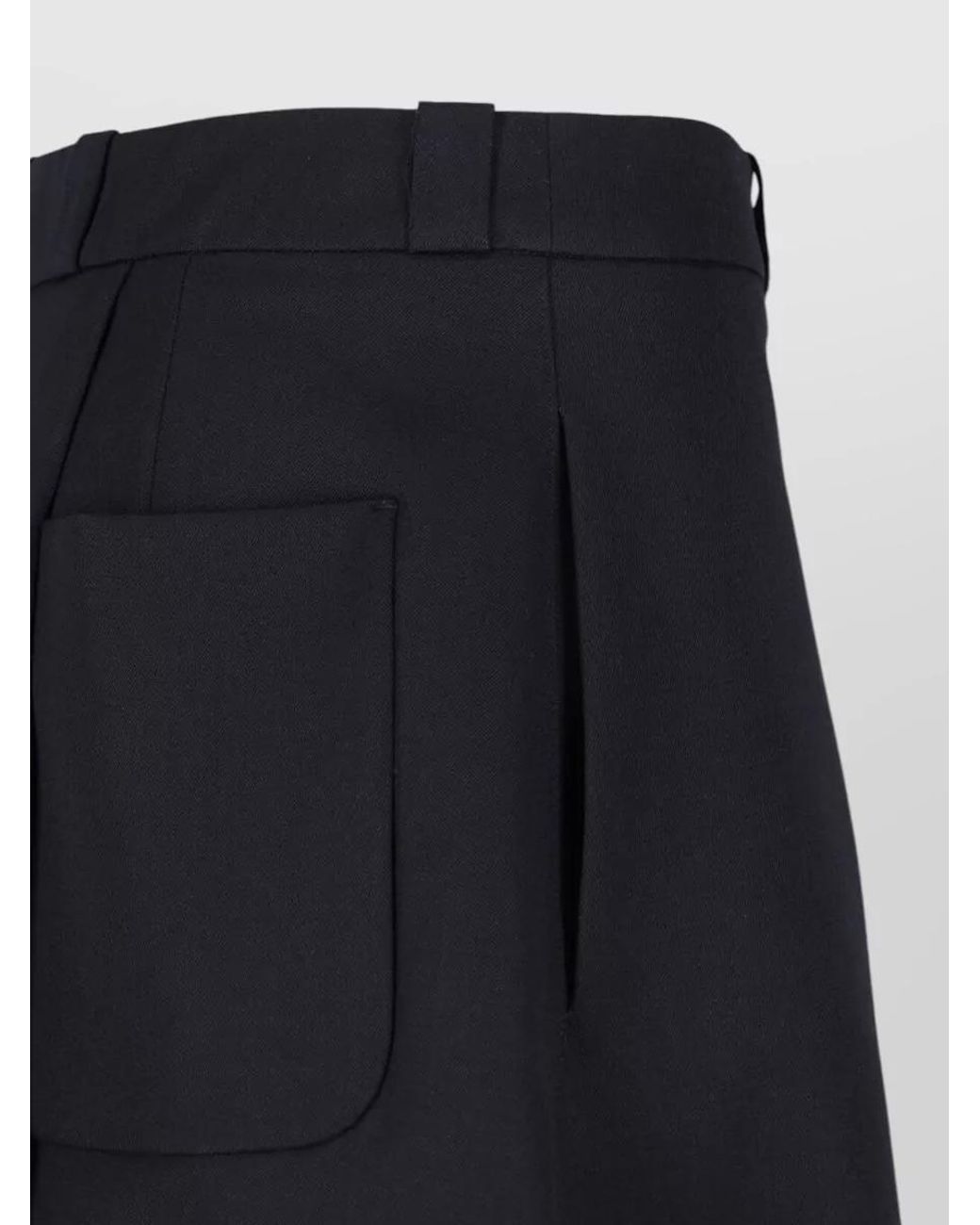 Our Legacy Black Virgin Wool Asymmetric Pleated Midi Skirt