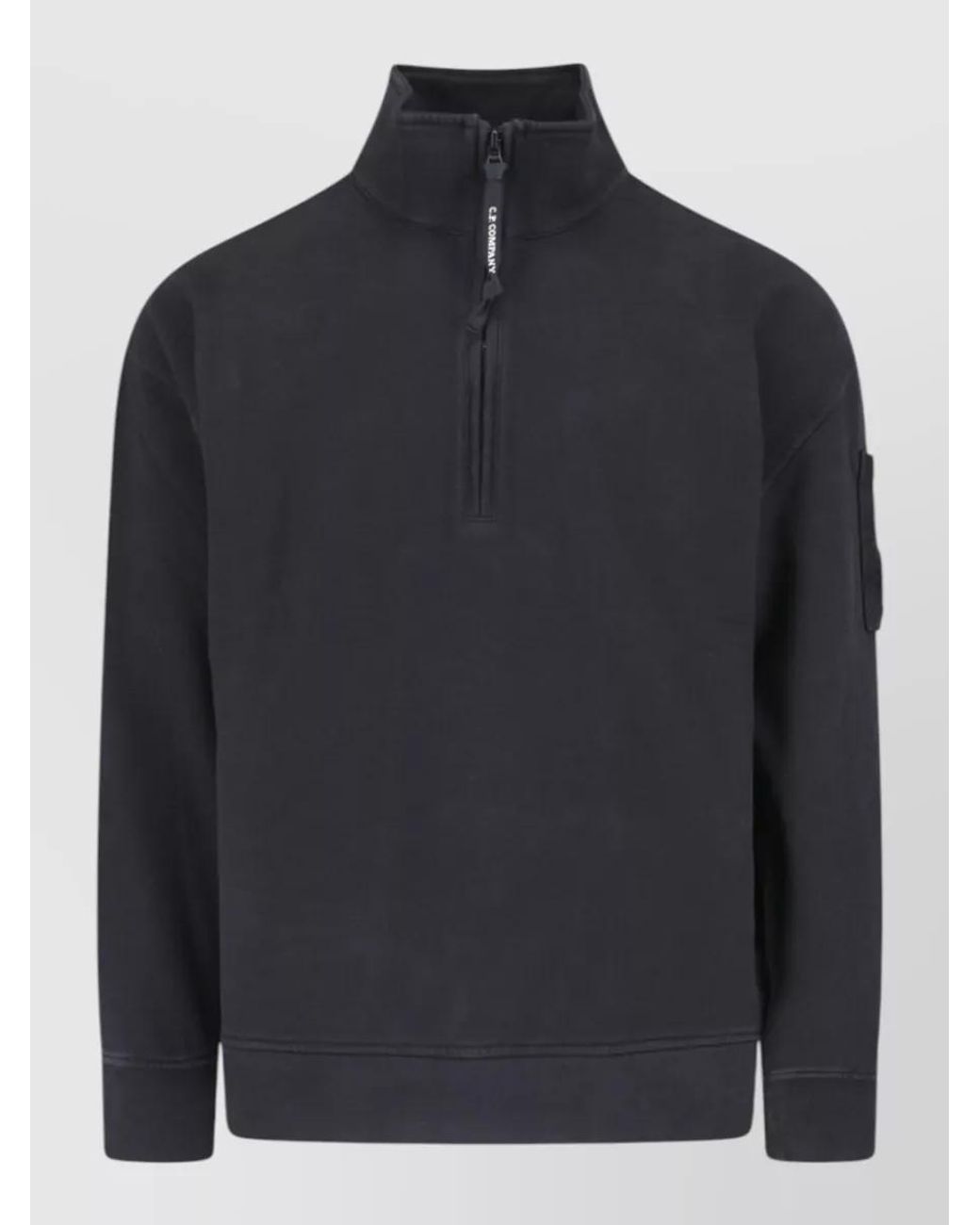 C P Company Blue Cotton Half Zip Sweatshirt for men