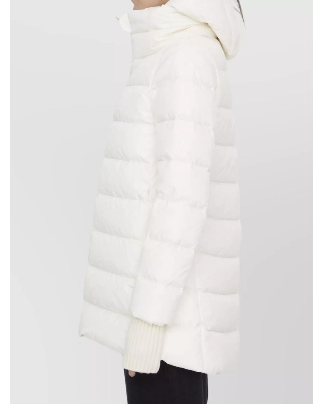Herno White Long Puffer Jacket With Hood And Pockets